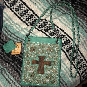 COWHIDE TURQUOISE PINK PURSE WESTERN CROSSBODY